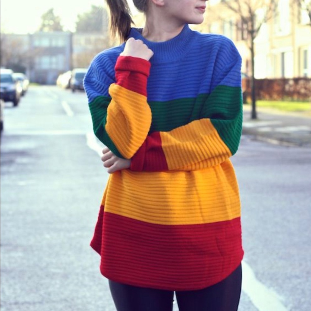 UNIF Crayola Rainbow Oversized Sweater worn once